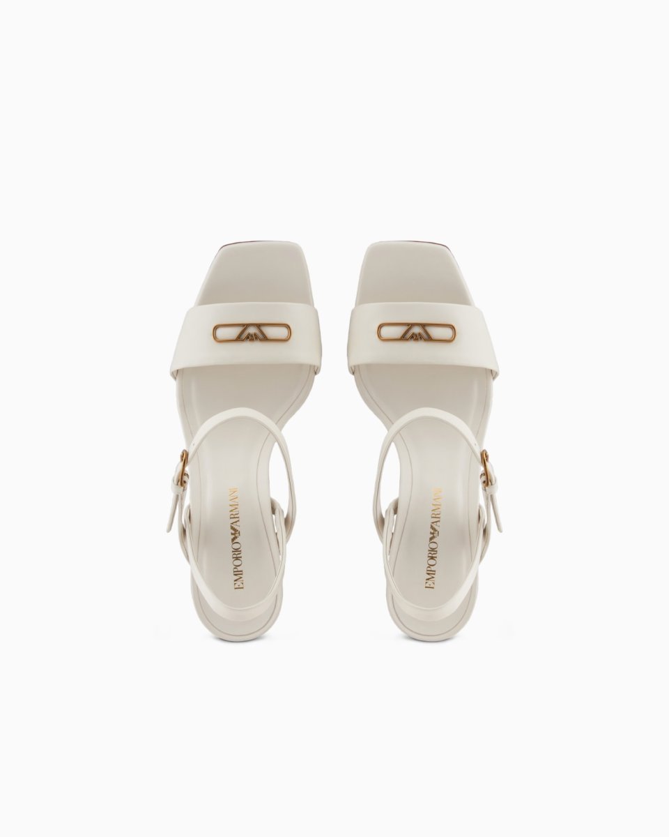 Buy Nappa Leather Heeled Sandals with Eagle Plate