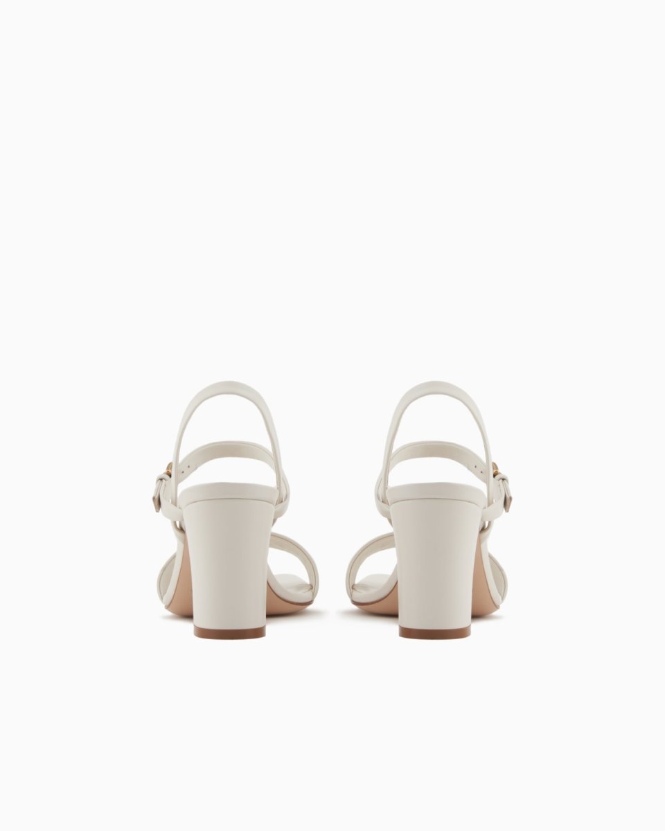 Buy Nappa Leather Heeled Sandals with Eagle Plate