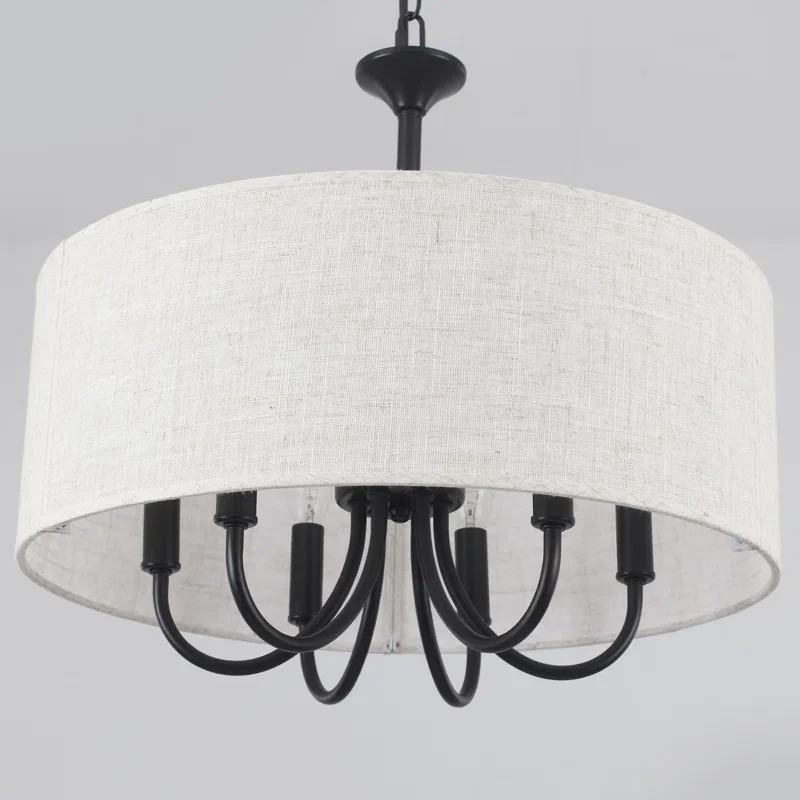 Buy 6-Light 17.95'' Farmhouse Drum Candle Chandelier Online