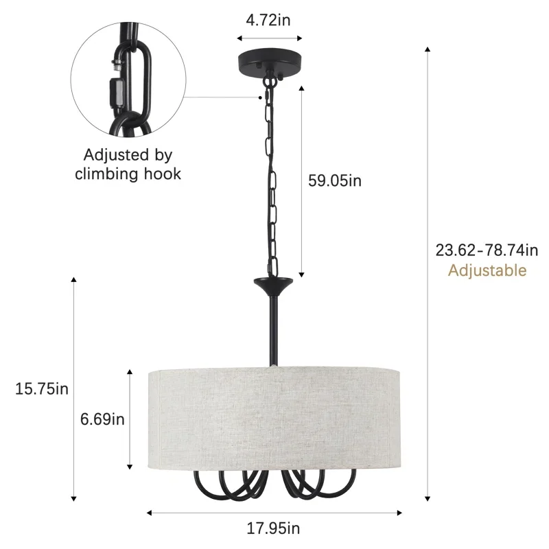 Buy 6-Light 17.95'' Farmhouse Drum Candle Chandelier Online