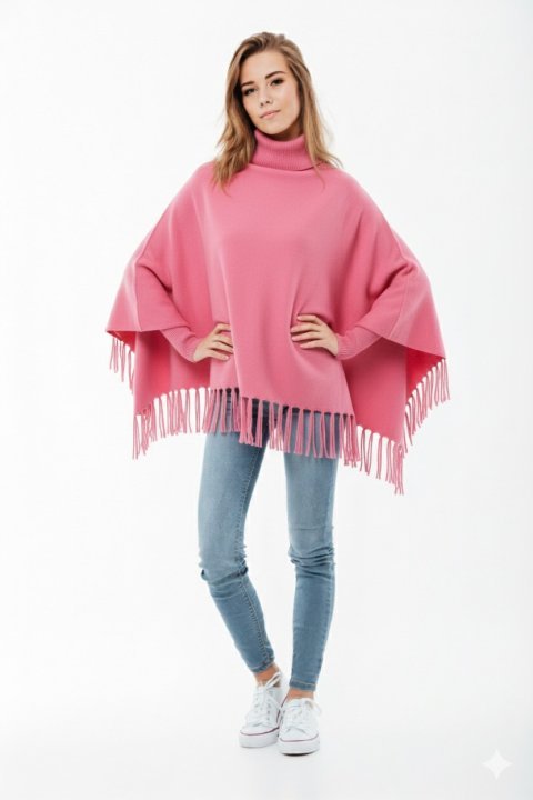 Buy Winter Fleece Poncho for Girls - High-Neck & Tassels
