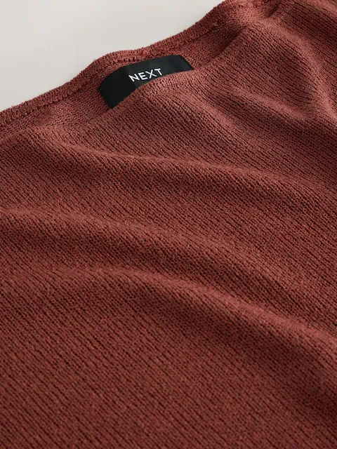 Chocolate Brown Slouch Sheerknit Drape Top for Women