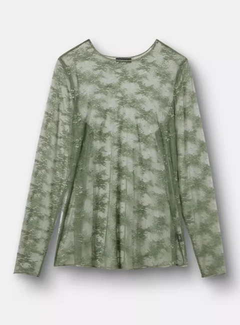 Women's torrid Sheer Lace Long Sleeve Crew Top
