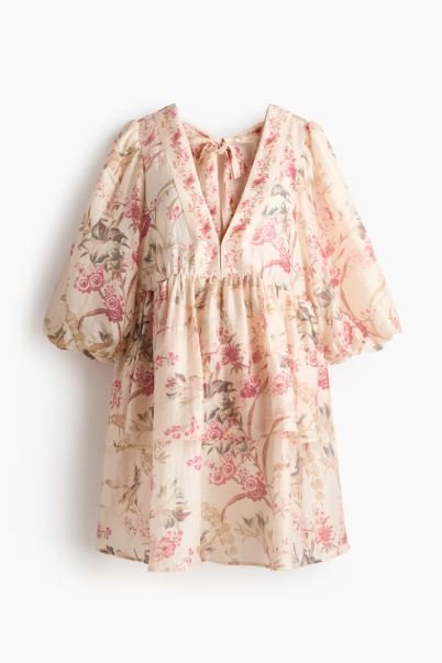 H&M MAMA Linen-Blend Maternity Dress | Beige Floral — Xsoot