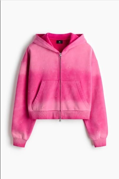Men's H&M Dark Pink Oversized Hooded Jacket | Casual Comfort Zip Up