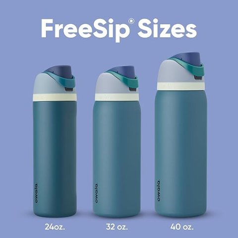 Owala FreeSip 24 Oz Insulated Water Bottle Denim | BPA Free Stainless Steel Sports Bottle with Straw for Travel and Daily Hydration
