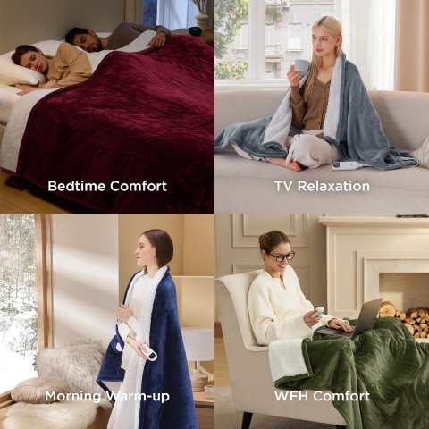 Heated Throw Blanket 50 x 60 Inches for Fast, Even Warmth and Cozy Comfort