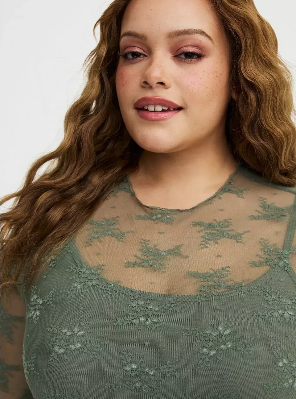 Torrid Sheer Lace Long Sleeve Crew Top Plus Size | Xsoot