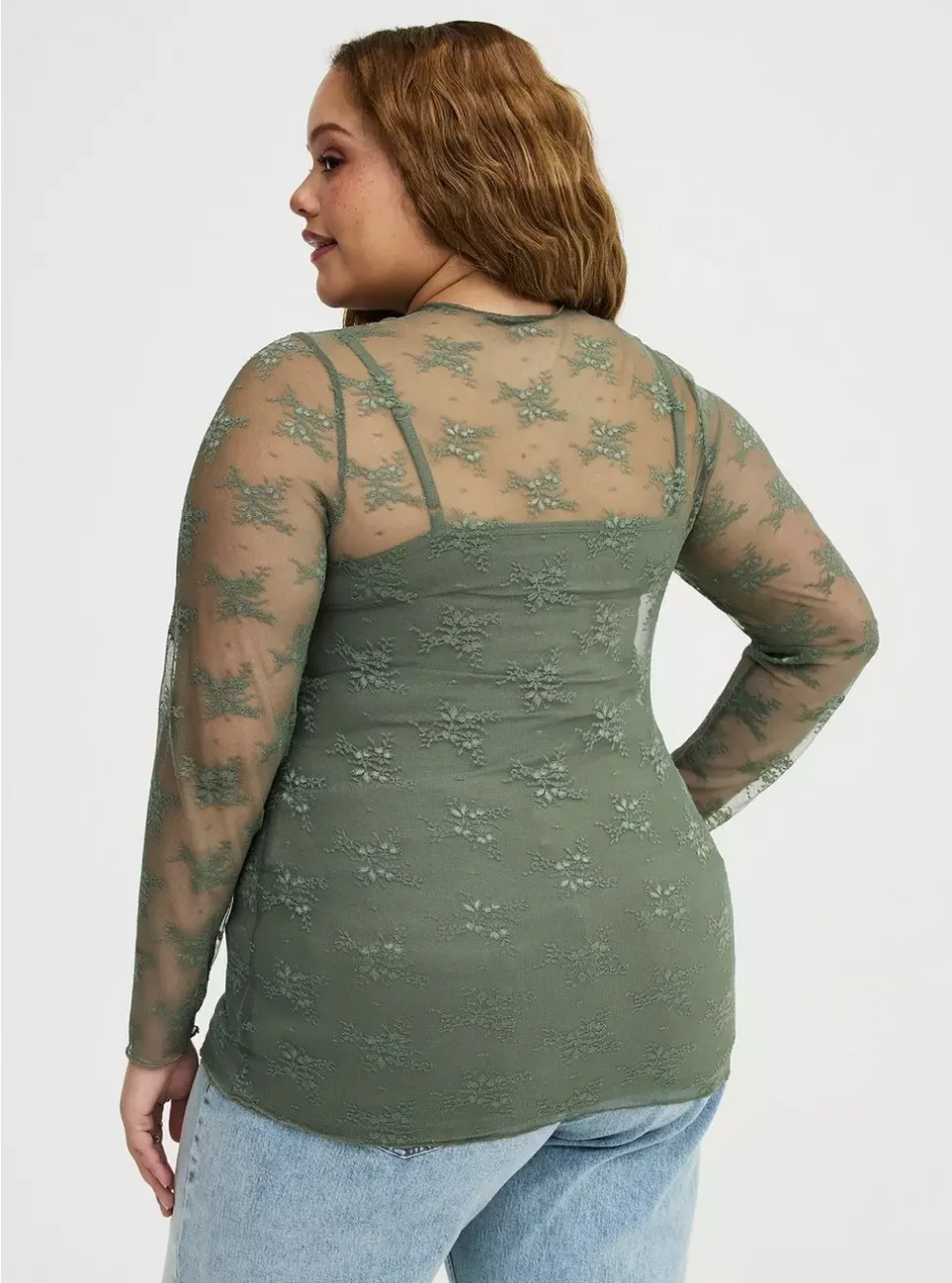 Torrid Sheer Lace Long Sleeve Crew Top Plus Size | Xsoot