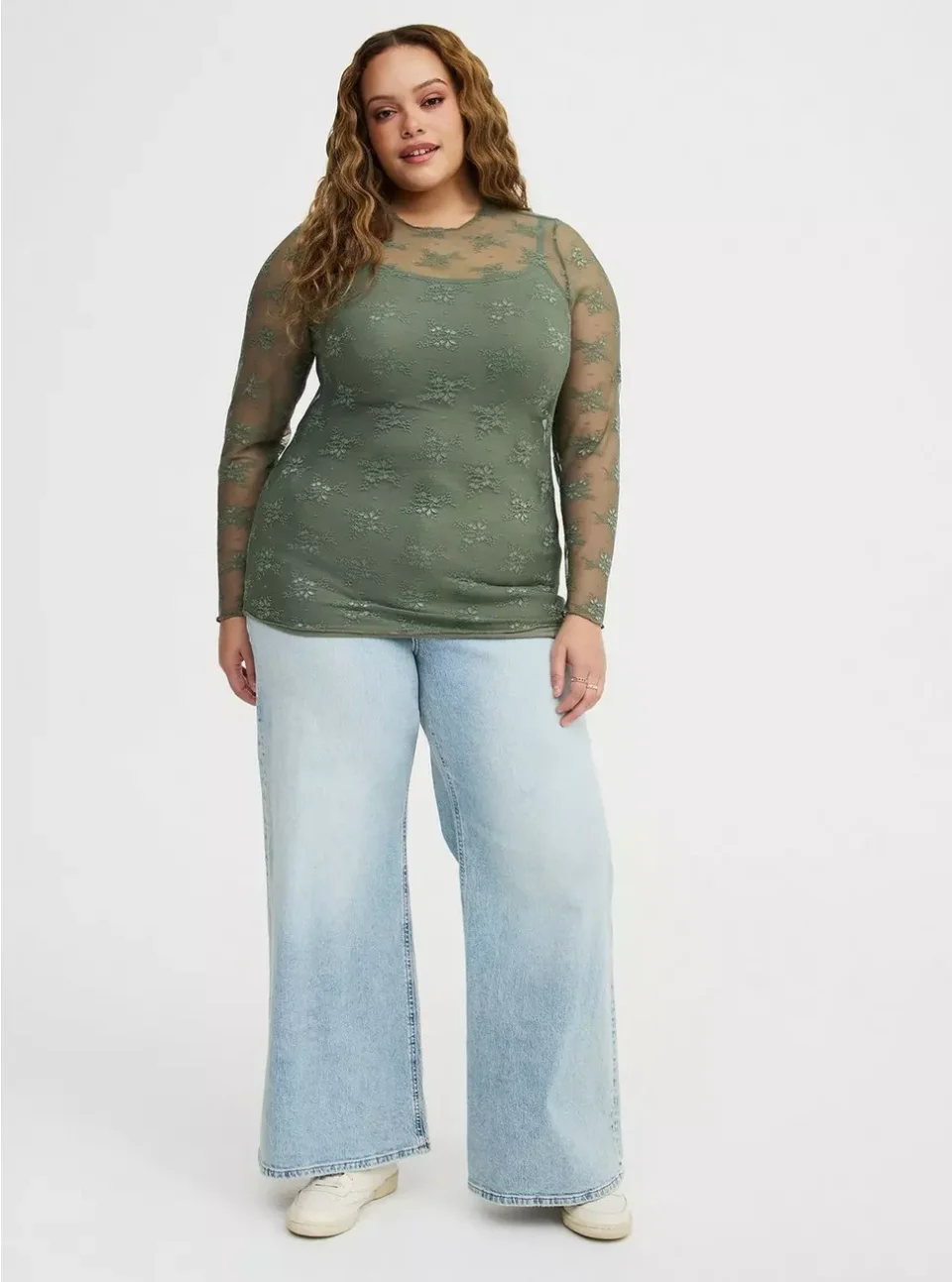 Torrid Sheer Lace Long Sleeve Crew Top Plus Size | Xsoot