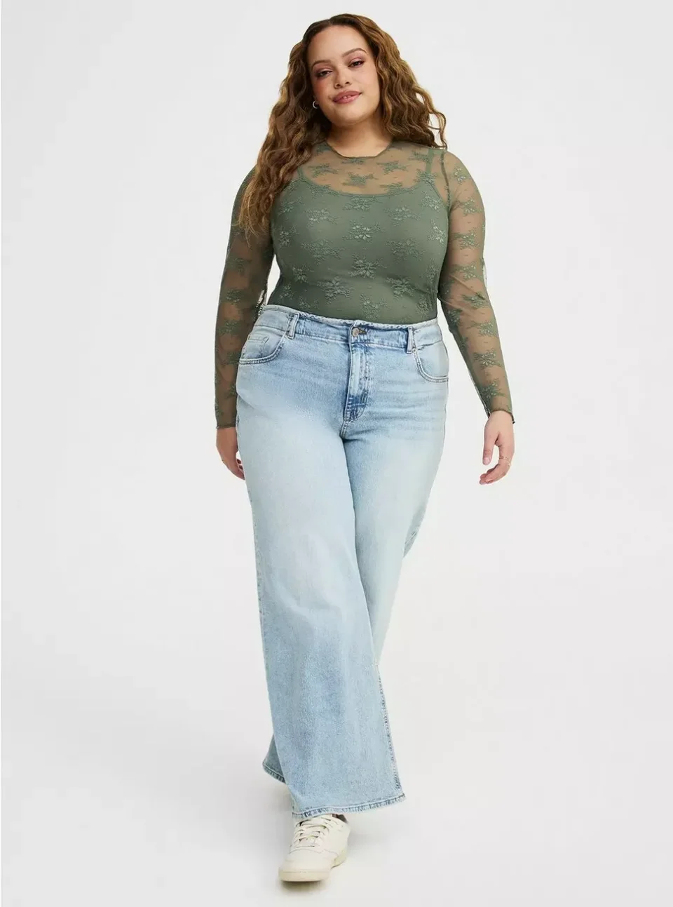 Torrid Sheer Lace Long Sleeve Crew Top Plus Size | Xsoot