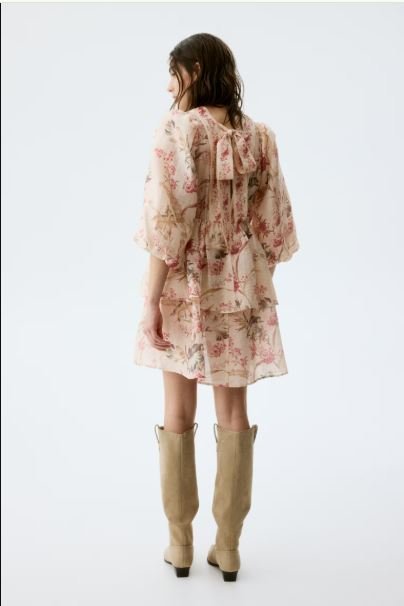 H&M MAMA Linen-Blend Maternity Dress | Beige Floral — Xsoot