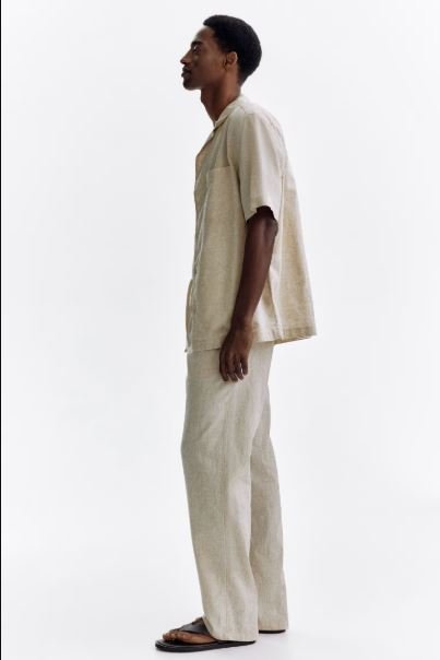 Men h&m Regular-Fit Linen-Blend Pants