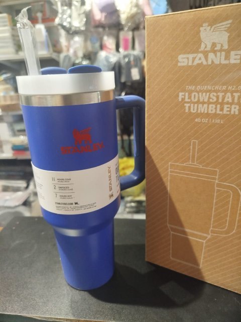 Stanley 40 Oz Sky Blue Tumbler with Straw | Vacuum Insulated Leak Proof Stainless Steel Quencher Cup
