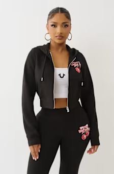 Cherry Shrunken Zip Up Hoodie | Daily Emotional Support Hoodie