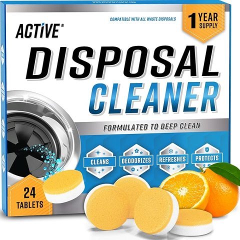 Garbage Disposal Cleaner Deodorizer Tablets 24 Pack | XL Foaming Citrus Sink Freshener and Kitchen Drain Cleaner