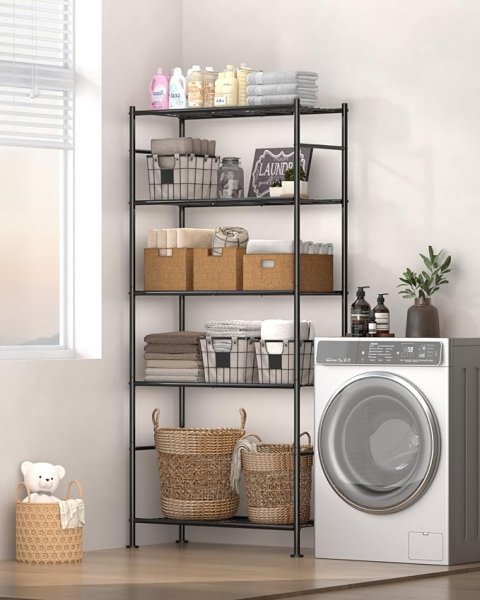 Sakugi 5 Tier Heavy Duty Storage Shelves | Metal Garage Shelving Unit for Pantry Kitchen Closet and Home Organization