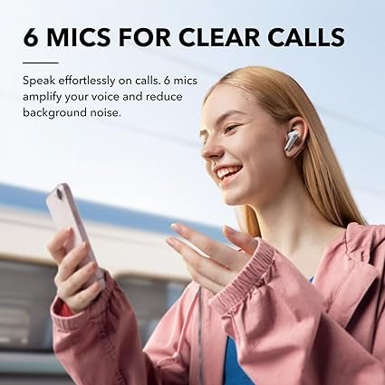 Soundcore by Anker Liberty 4 NC Wireless Noise Cancelling Earbuds, 98.5% Noise Reduction, Adaptive Noise Cancelling to Ears and Environment, Hi-Res Sound, 50H Battery, Wireless Charging (Renewed)