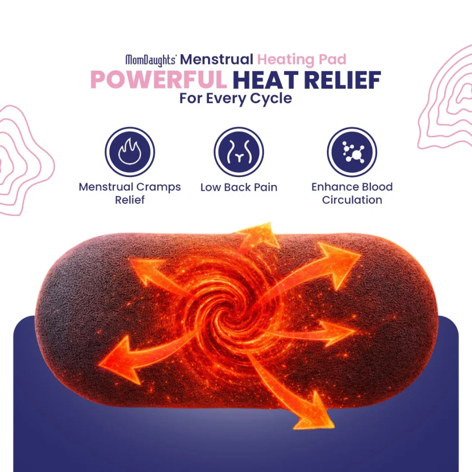 MomDaughts Menstrual Heating Pad with Massage | Fast Cramp Relief