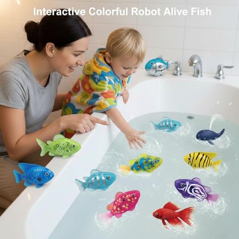 水激活机器人LED游泳鱼浴玩具