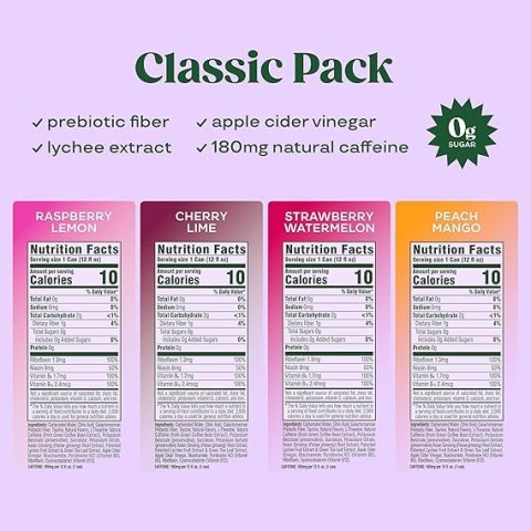 Bloom Nutrition Sparkling Energy Drink Variety Pack 12 Pack | Zero Sugar Natural Caffeine Energy Drink for Daily Focus
