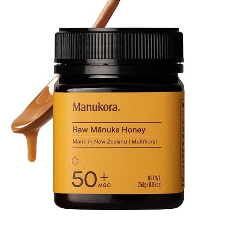 Manukora Raw Manuka Honey MGO 50+ — 250g, New Zealand, Non-GMO, Glyphosate Residue Free, 3rd-Party Tested, Traceable Hive-to-Hand, Daily Immune & Gut Wellness