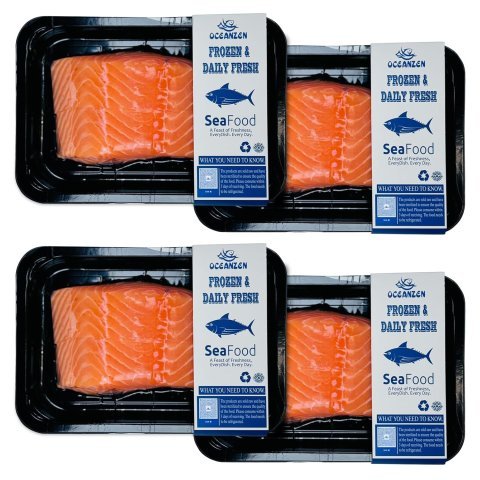 Fresh Atlantic Salmon Steaks — 1 kg (2.2 lb), Bone-In Cut, Wild-Caught Atlantic Salmon, 4 Portions