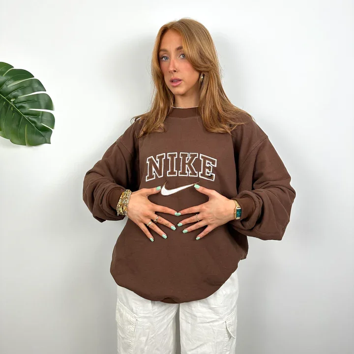Buy Nike Brown Embroidered Sweatshirt (M) - Authentic