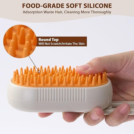 4-in-1 Cat Steam Brush | Rechargeable Anti-Static Shedding & Massage Tool