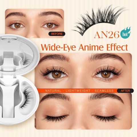 Wiederverwendbares Magnetwimpern-Set mit Pinzette | Kleberfreie flauschige Wimpern
