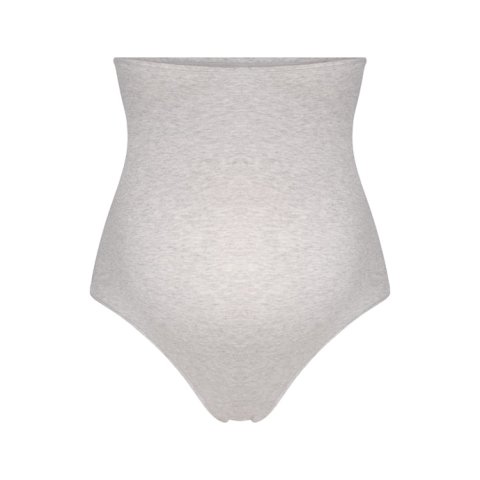 Fio Dental de Algodão Jersey de Cintura Alta em Cinza Claro