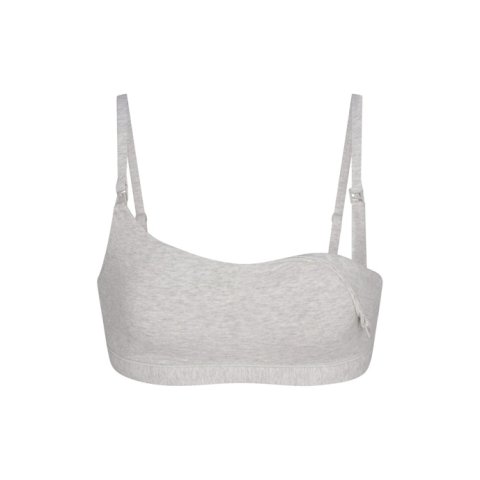 Cotton Jersey Nursing Scoop Bralette 2-Pack in Light Heather Grey