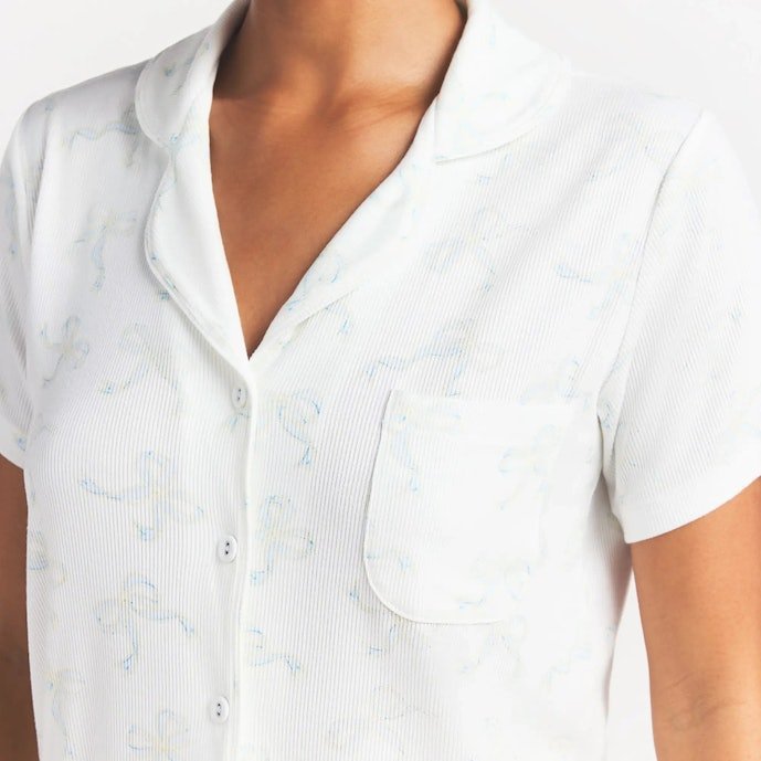 Soft Lounge Short Sleep Set in Ivory Pearl Bows Print