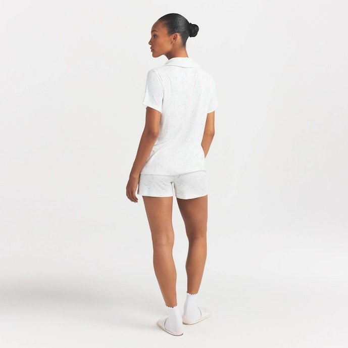 Soft Lounge Short Sleep Set in Ivory Pearl Bows Print