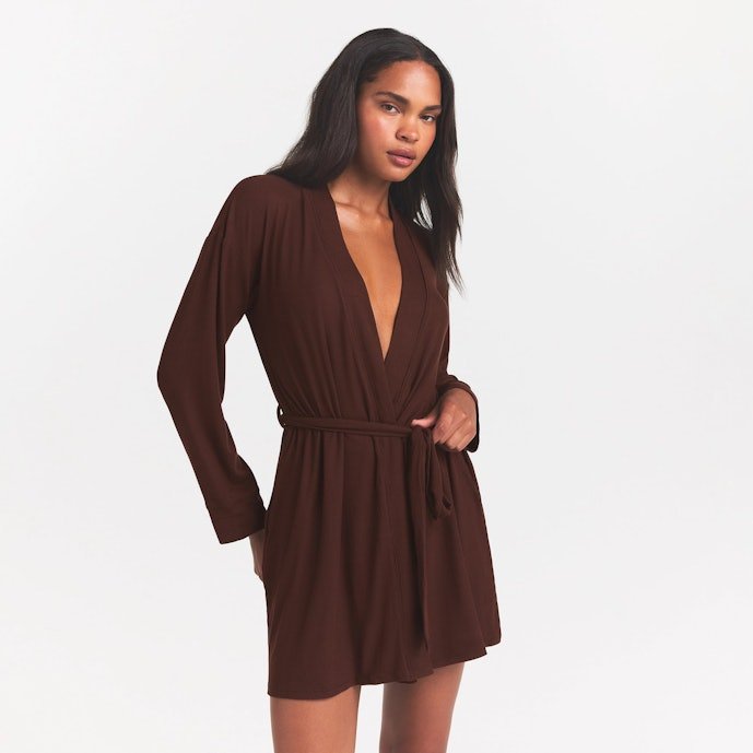 Soft Lounge Robe in Cocoa Color for Women