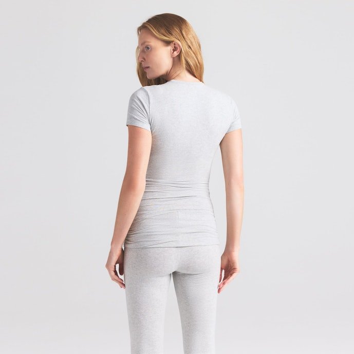 T-Shirt in Cotone Morbido Jersey Grigio Chiaro Melange