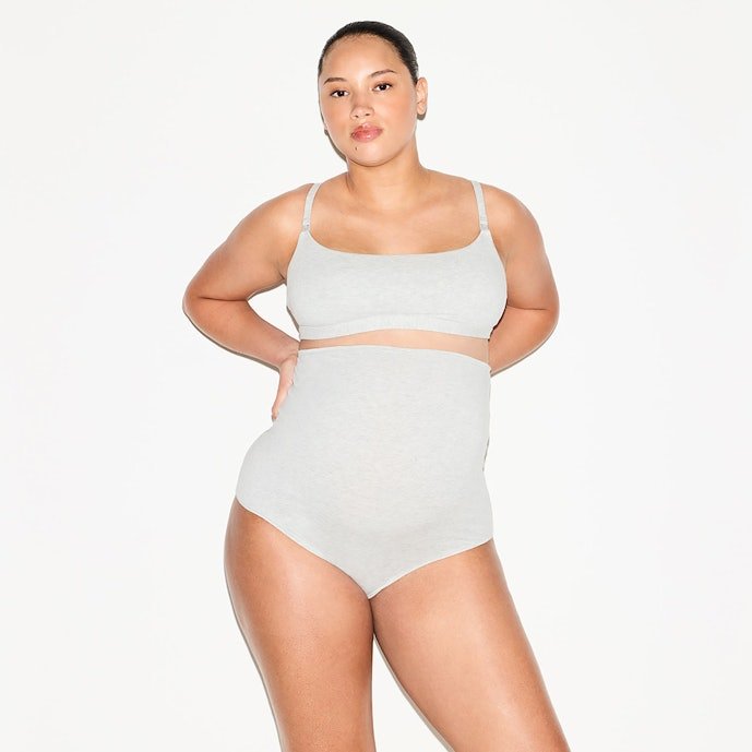 Cotton Jersey Nursing Scoop Bralette 2-Pack in Light Heather Grey