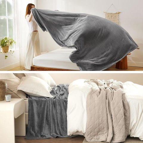 Cobertor de Fleece Queen Size para Cama, Camping e Viagens