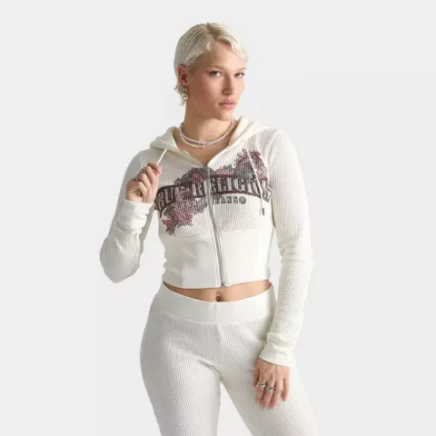 Moletom com Zíper em Tricot Waffle para Conforto Diário