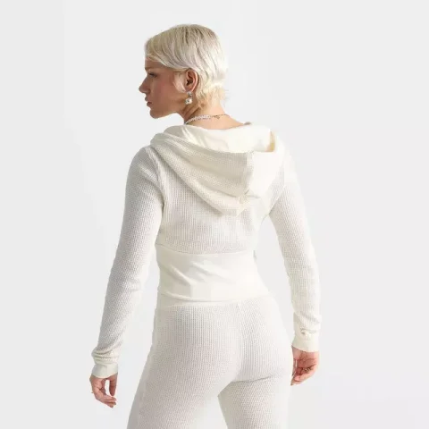 Moletom com Zíper em Tricot Waffle para Conforto Diário