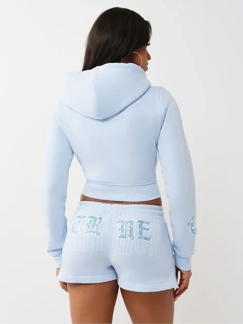 Felpa con Zip e Ricamo di Cristallo per Comfort Quotidiano