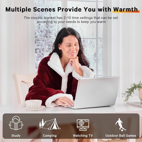Wearable Heated Christmas Blanket Electric Snuggle – Cozy Portable Throw with Safety Auto Shut-Off