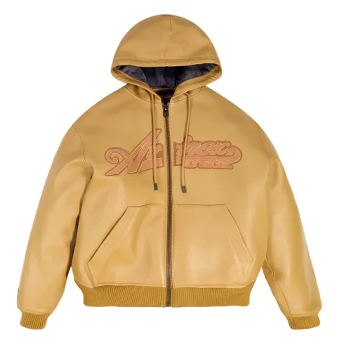 Avirax Script Nappa Leather Hoodie for Men and Women