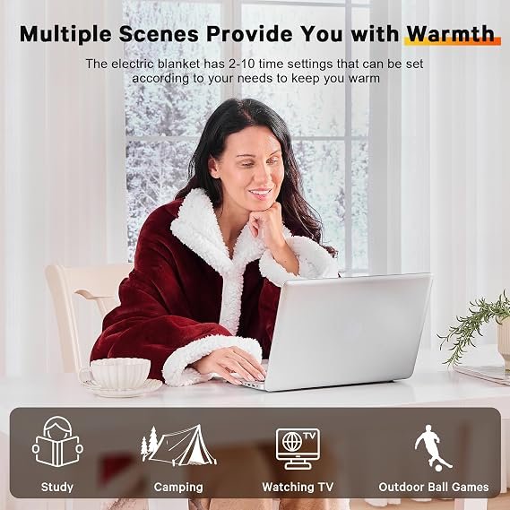 Wearable Heated Christmas Blanket Electric Snuggle – Cozy Portable Throw with Safety Auto Shut-Off