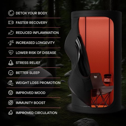 THE POD COMPANY Sauna Pod 2.0 Sauna Secca per Recupero e Benessere – Cabina in Cotone Naturale al 100%, Fino a 185°F di Calore Secco