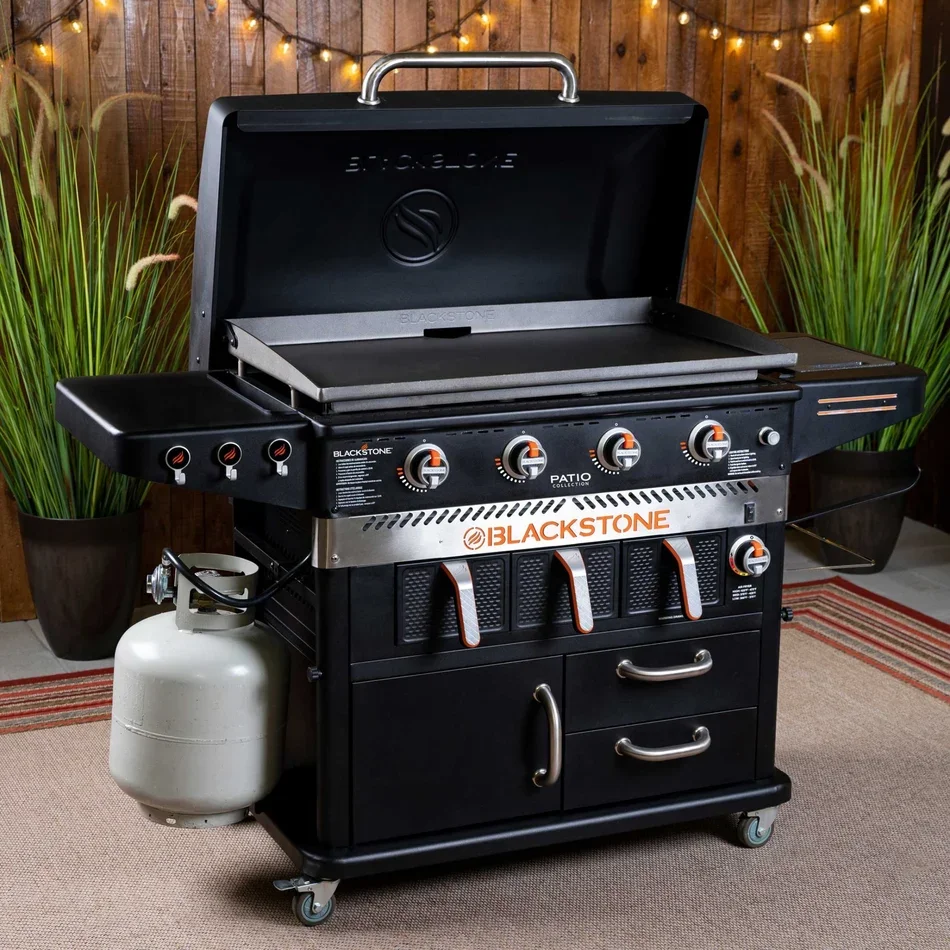 Combo Griddle Air Fryer 36" avec Couvercle, Grill à Gaz Propane et Panier Airfryer Intégré