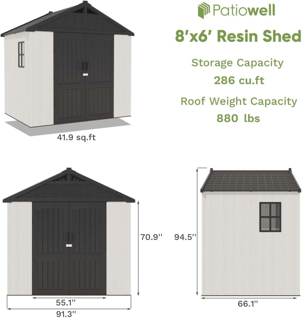 Resin Outdoor Storage Shed with Reinforced Floor, Lockable Door & Vent – All-Weather Waterproof Plastic Tool Shed for Backyard, Patio, Lawn & Garden by Pipleo