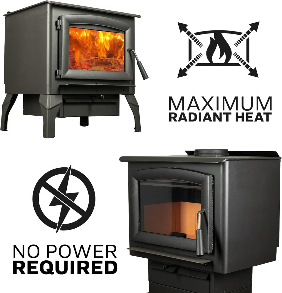 US Stove 1200 Sq. Ft Fogão a Lenha | Aquecedor Eficiente Certificado pela EPA